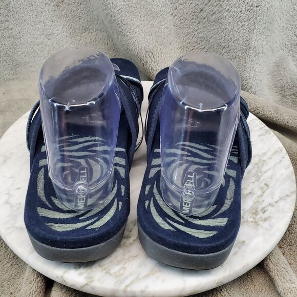 Merrell Shoes Womens Size 10 Navy Blue Textile Terran 3 Cush Slide Sandals - Picture 7 of 10
